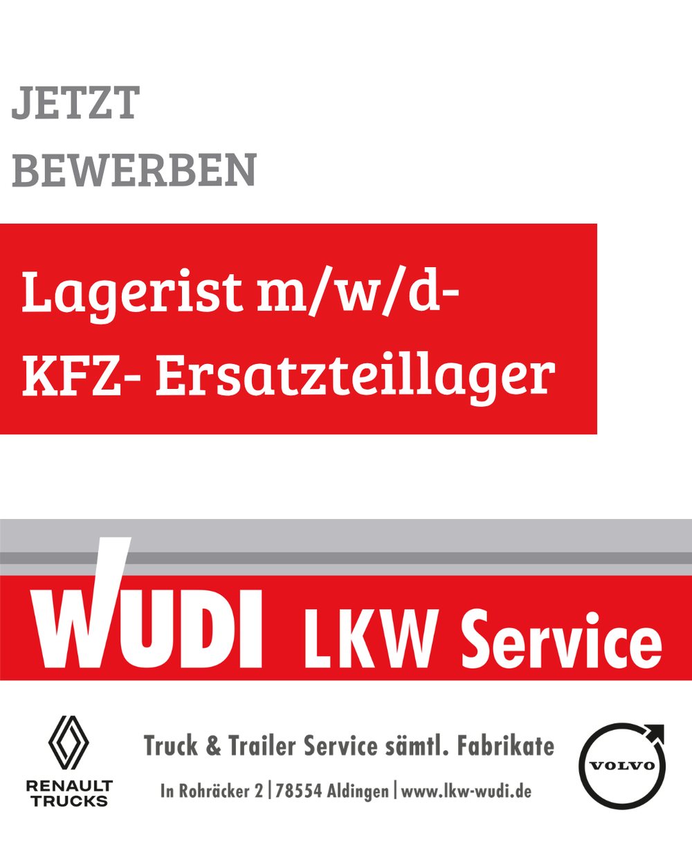 Recruiting-Anzeige: Jetzt bewerben – Lagerist m/w/d, KFZ-Ersatzteillager