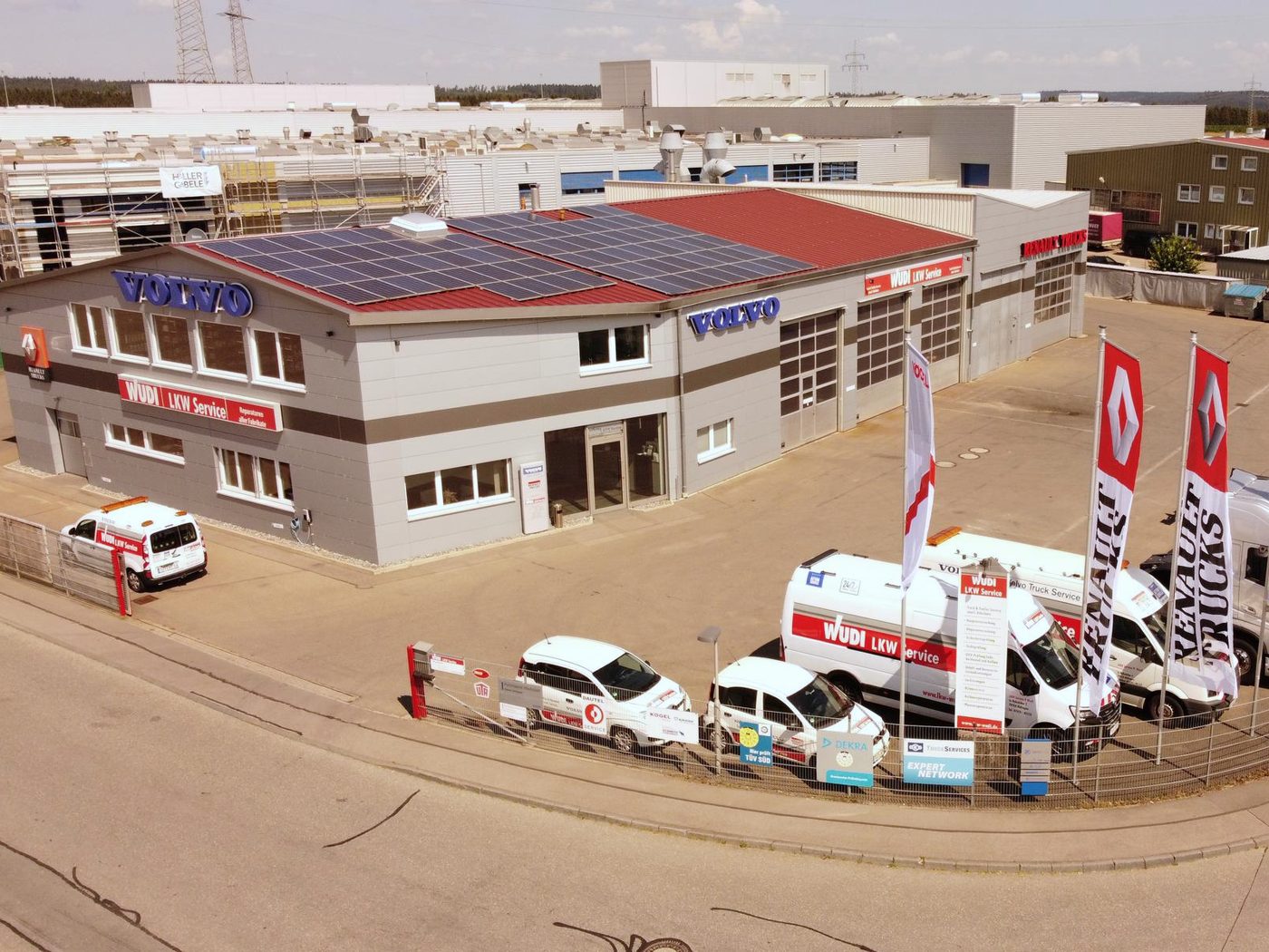 Luftaufnahme des Betriebsgeländes von Wudi LKW Service in Aldingen